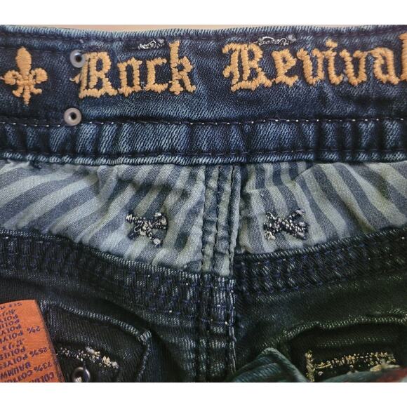 Rock Revival Women’s 28 Jacklyn Dark Wash Hemmed Cut Off Jean Shorts EUC - Picture 5 of 10